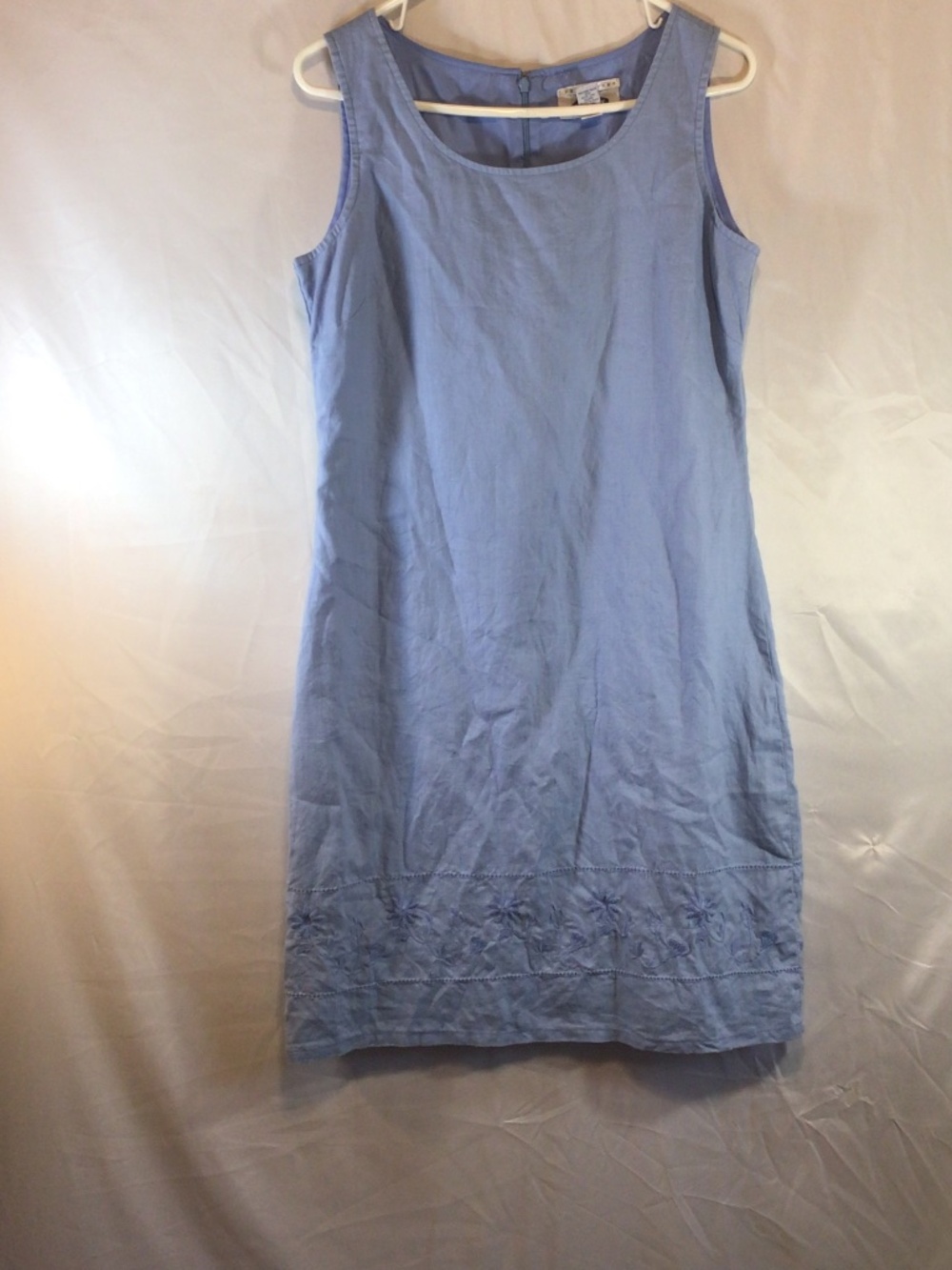 Vintage Old Navy  Dress Size 8 100% Linen Blue Coastal Grandma Beach Casual